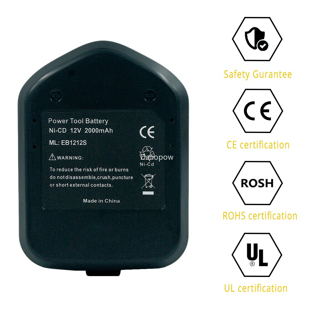 12V Ni-cd 2.0Ah/3.0Ah Rechargeable Batterie D&#39;outils pour Hitachi EB1214S EB1212S Eb1220BL Eb1230hl Eb1230r Eb1230x Eb1233x DS 12DVF3