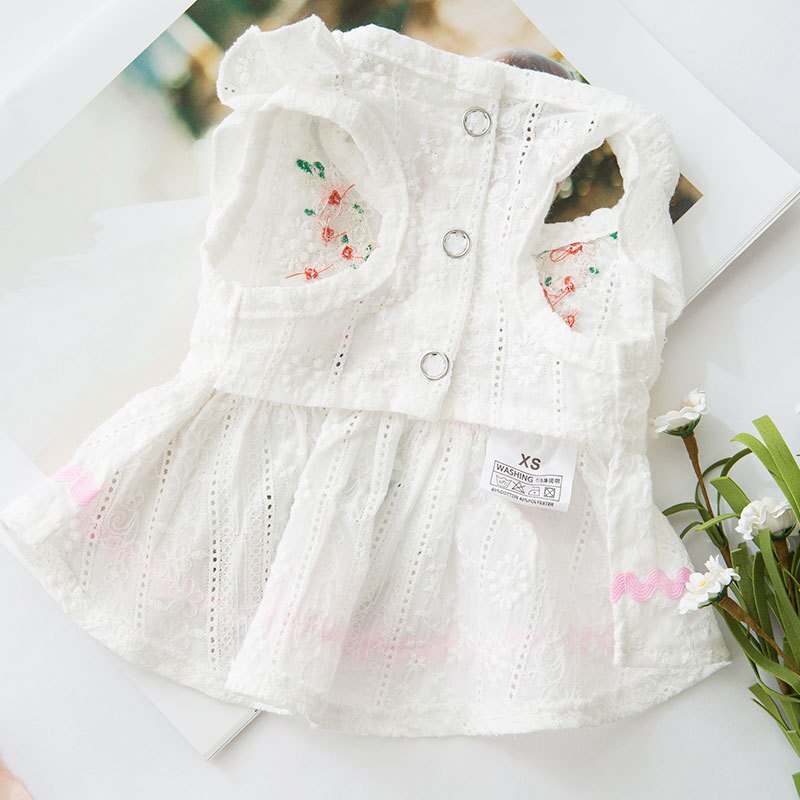 Pet Clothing Cartoon Clothes for Dog Solid Dresses Small Costume Flower Daisy Print Dogs Cute Spring Summer Thin Collar Perro