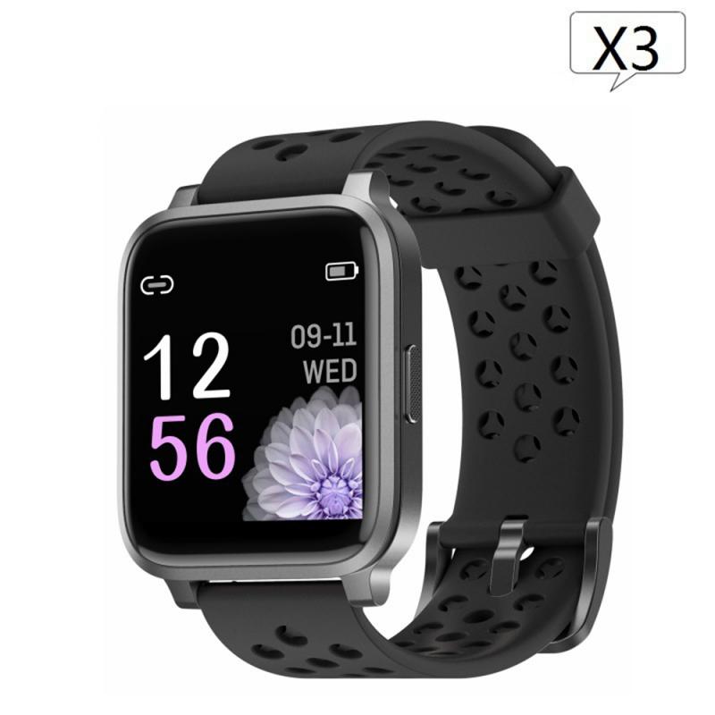 X3 silicone smart watch smart dynamic bracelet static heart rate IP68 Sports Pedometers wristband smart band fitness tracker: black