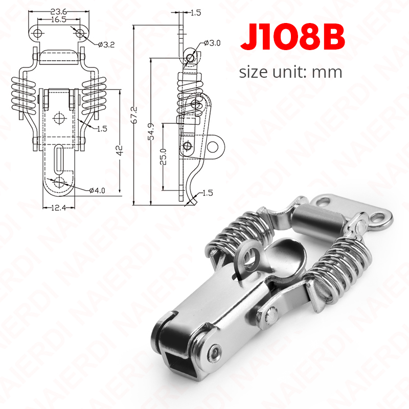 NAIERDI 6PCS Mild Steel Hasp Cabinet Boxes Spring Loaded Latch Catch Toggle Hasp For Sliding Door Window Hardware Tool Box Lock: Red