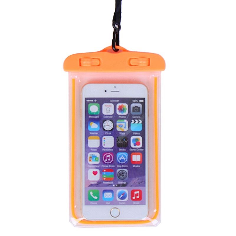 19 x 10.5cm universal lysende vandtæt pose undervands gennemsigtig mobiltelefon tørpose bærbar telefon taske med nakkestrop: D