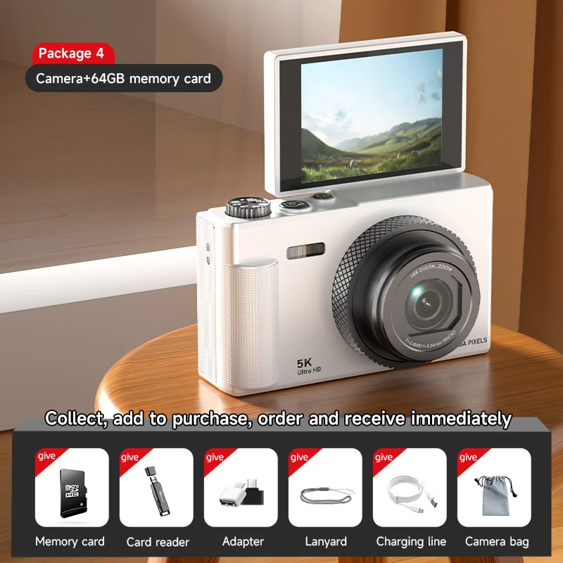 Xiaomi digitalkamera mit 180 °-klappbildschirm, 5k-zoll -Video-vlog-kamera, bildstabilisierung, 75mp 18x zoll-Zoomen, tragbarer körperkamera für studenten: verrotten