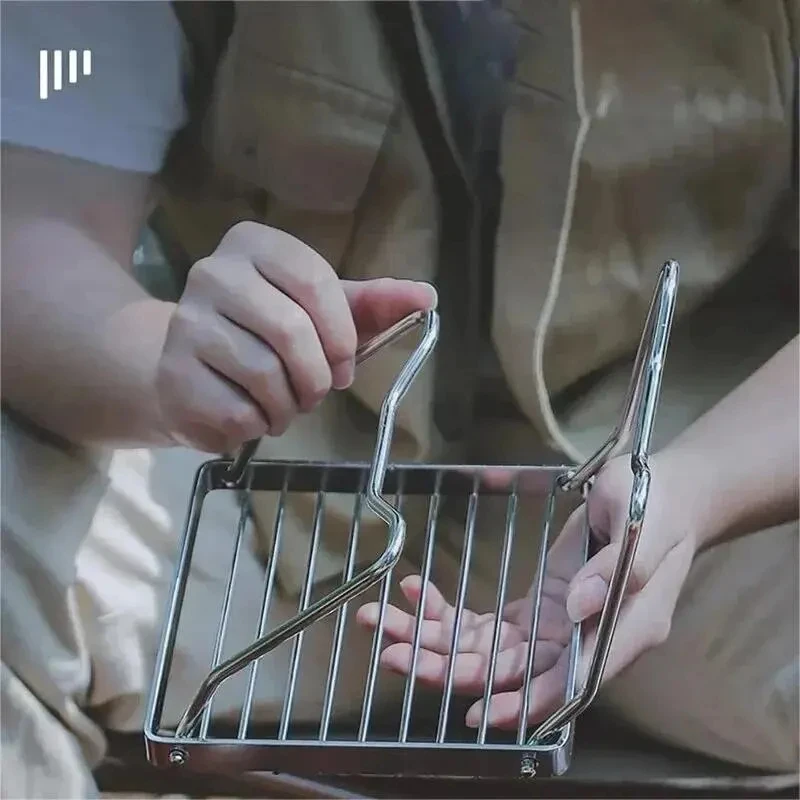 Outdoor Roestvrijstalen Kachelhouder Camping Draagbare Opvouwbare Mini Barbecue Rack Set Pot Houder Bakplaat