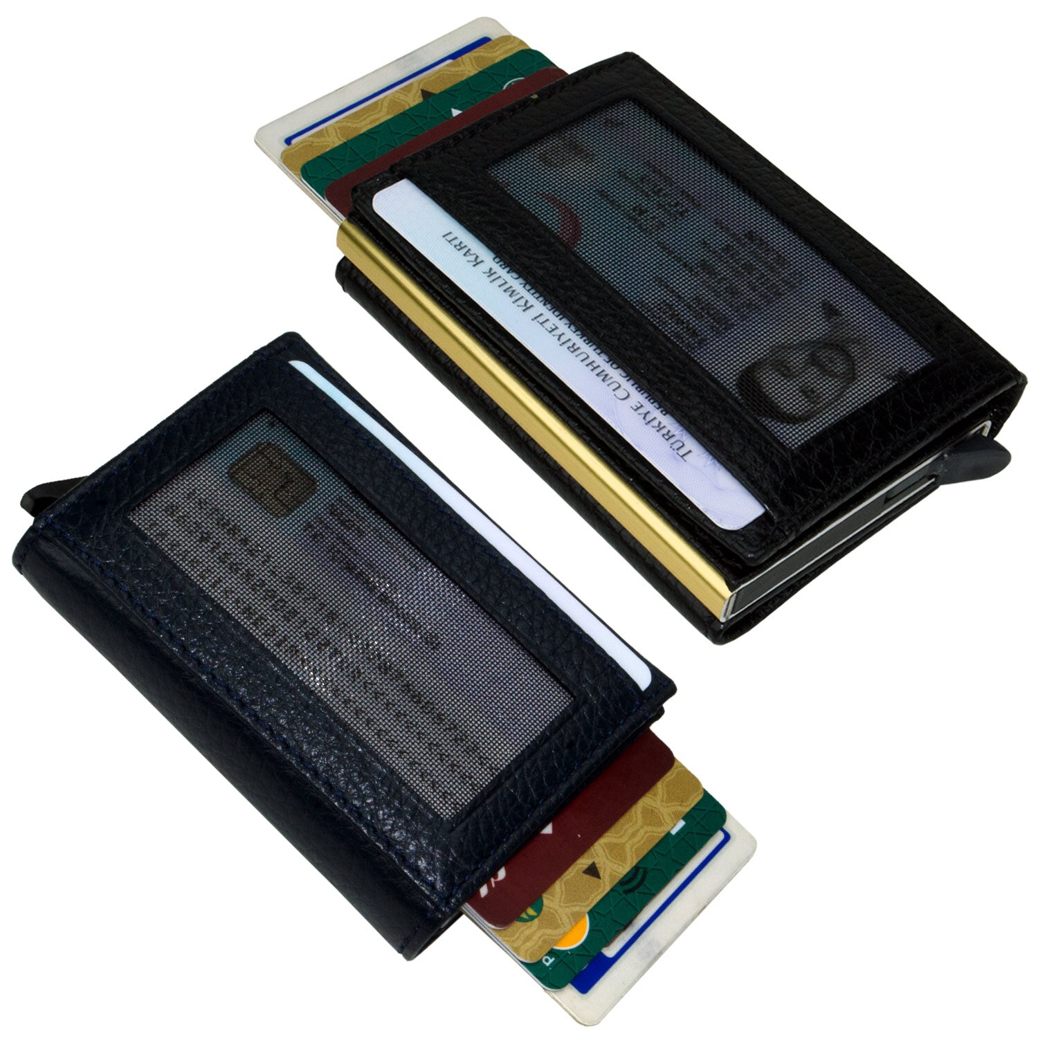 Male Mechanismed Wallet Auto Card Wallet 100 Leather