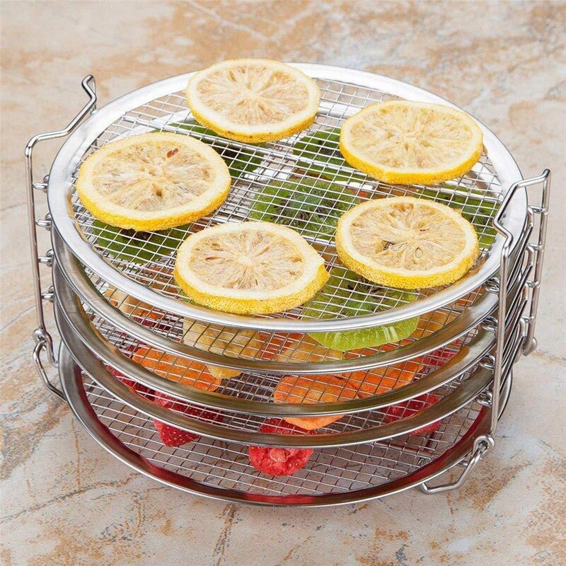 Para soporte deshidratador, freidora de aire con cinco capas apilables de grado alimenticio para rejilla deshidratadora, soporte de acero inoxidable Acce