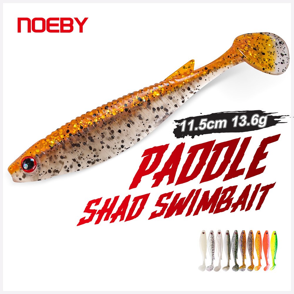 Noeby – leurre souple en PVC avec queue de pagaie, appât artificiel Wobbler idéal pour la pêche au brochet, yeux 3D, 11.5cm, 13.6g