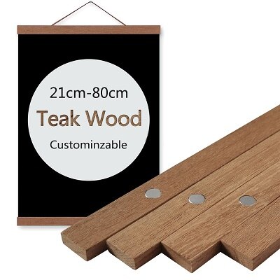 Colgador magnético de madera para pintura, 70 cm de 21-marco de fotos en 7 colores, póster de lona, colgador de arte: 60cm / Teak Wood