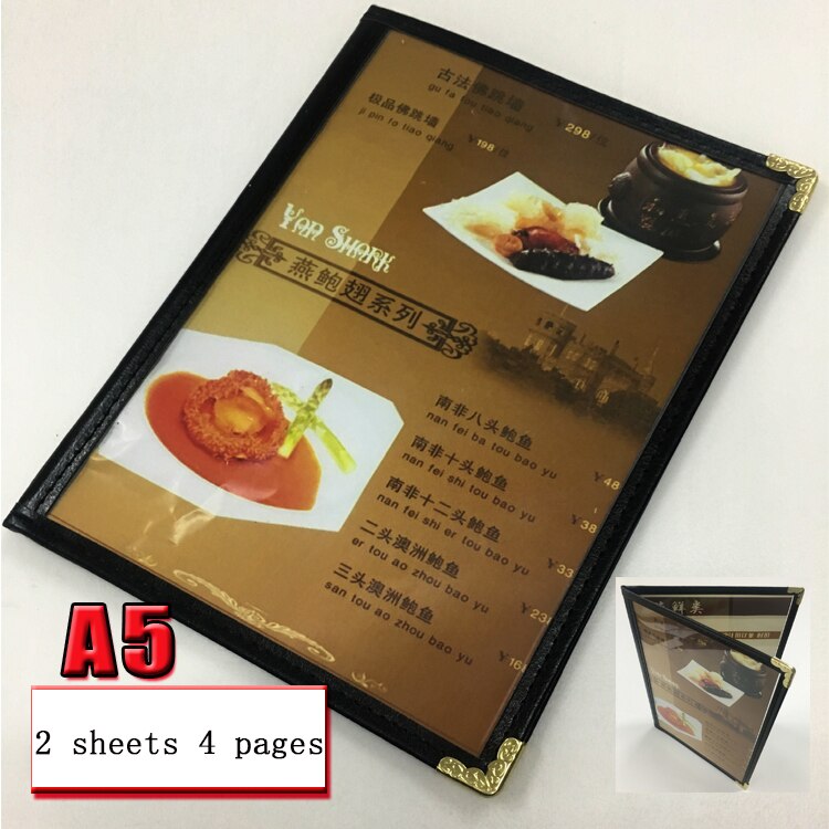 A5 2 sheets 4 pgaes plastic menu cover, presentation folder