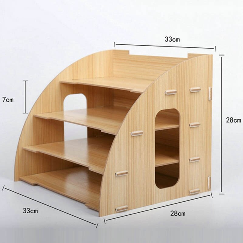 Sector Desktop File Organizer Wood Document Holder Letter Tray 4 Layers for Office School Home Use Office Supplies