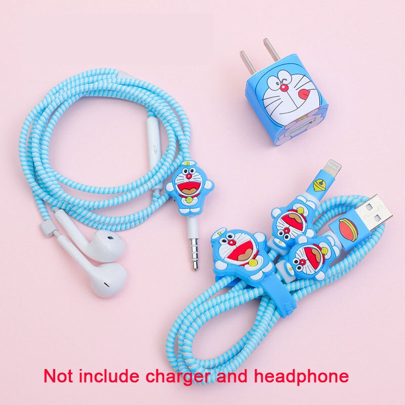 3 i 1 kabel opptrekker tpu spiral ledning beskyttelse usb ladekabel beskytter øretelefon ledningshåndtering til iphone 5 5s 6 7 8: 15 til iphone