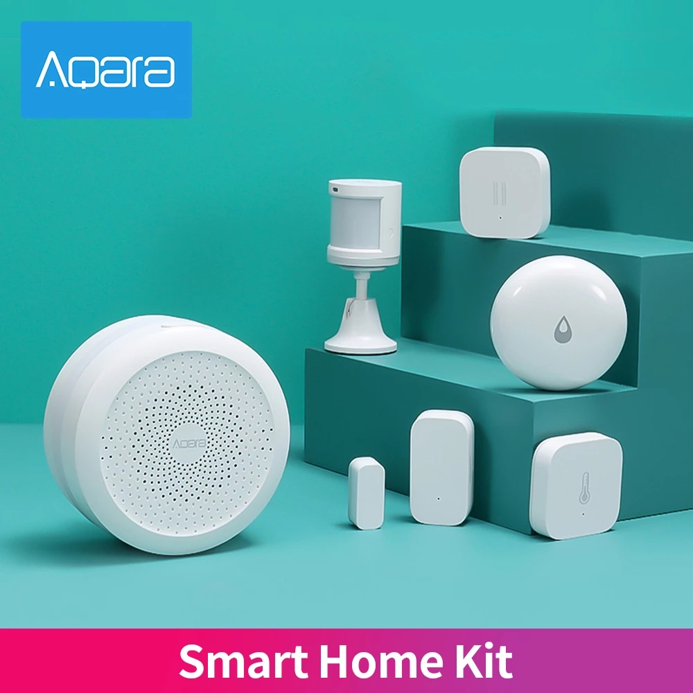 Aqara Hub M1S Gateway Kits de hogar inteligente Zigbee sensores de movimiento de puerta de temperatura Sensor de humo funciona con la aplicación Mi Home Homekit