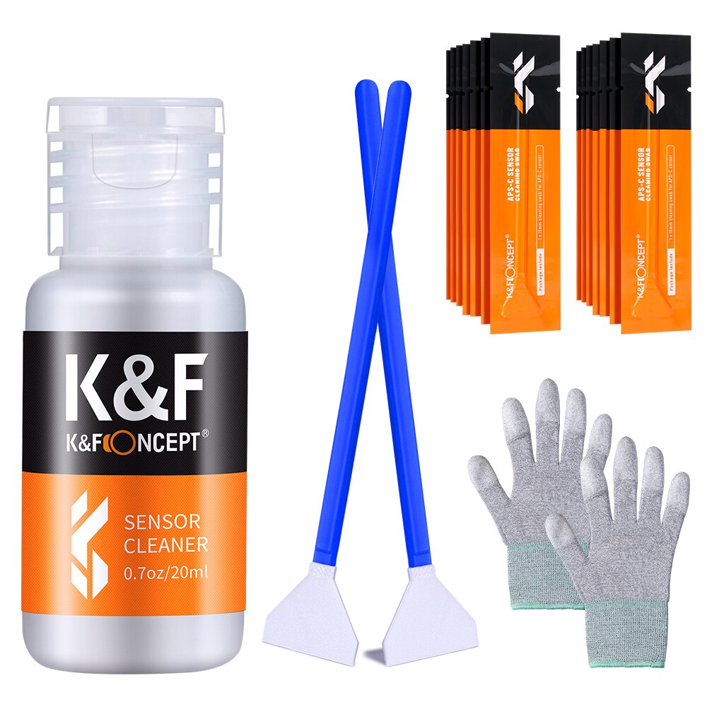 K &amp; F Concept 24Mm Cleaning Kits 16Pcs Cleaning Stick 20Ml Reinigingsvloeistof Pu Stofvrij rubber Handschoenen Voor Dslr Full Frame Camera &#39;S: Default Title