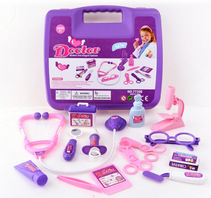 2 farver til drenge og piger foregiver at spille læge legetøj / børnefødselsdag læge sygeplejerske spil legetøj,