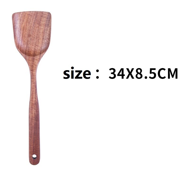 Fett thai teak köksutrustning köksredskap värmebeständigt kök non-stick köksredskap bakverktyg kök träsked: Yz213-7