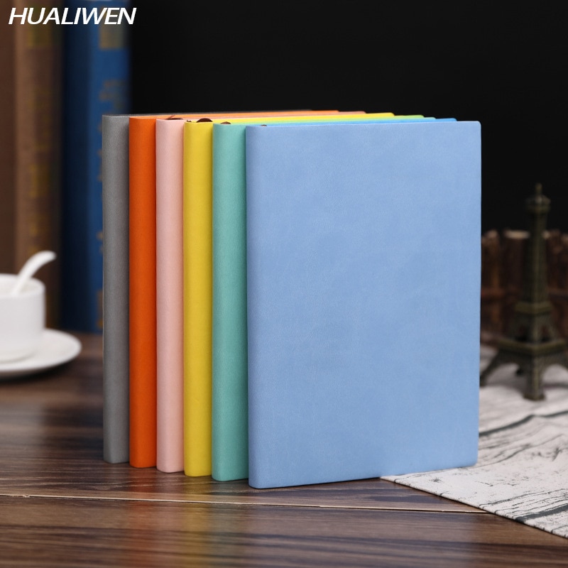 Simple business office PU leather notebook student a5 a6 b5 soft copy notebook