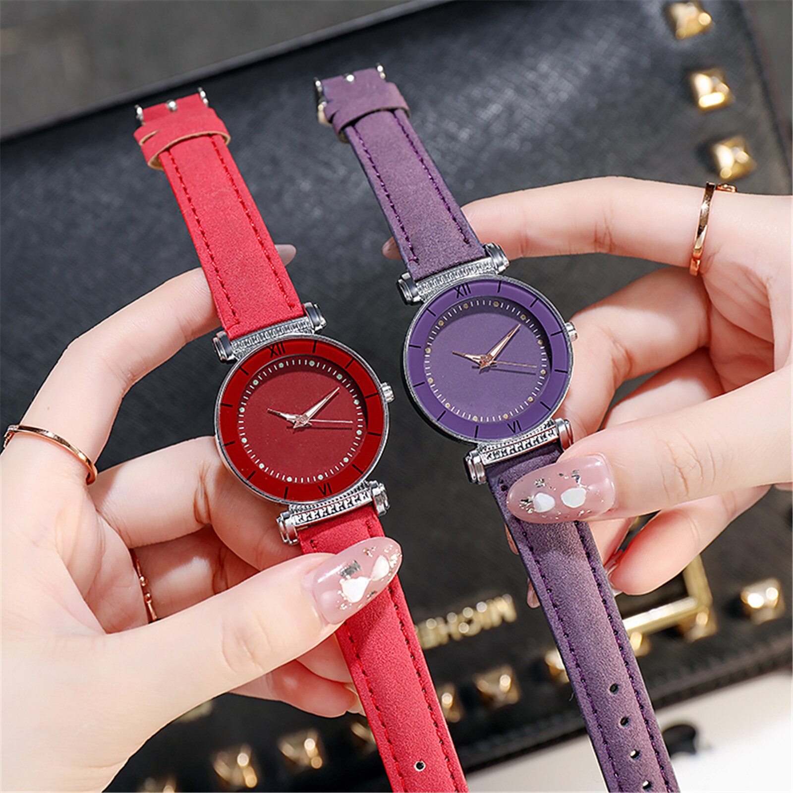 Sleek Minimalist Dial Wristwatches For Women Leather Ladies Watches Luxury Wrist Watch Relojes De Mujer Montre Femme Wristwatch
