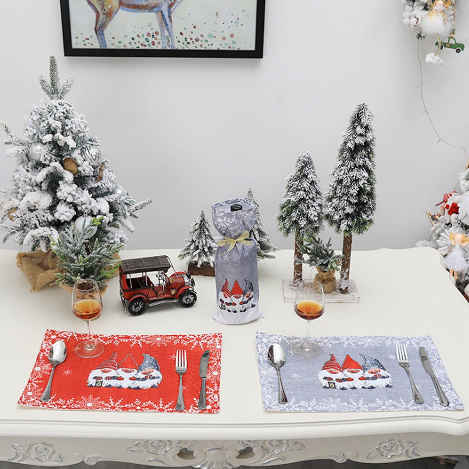 Kerst Placemats, Antislip Hittebestendig Placemats Met Lachend Gnome Print Voor Eetkamer Decoratie