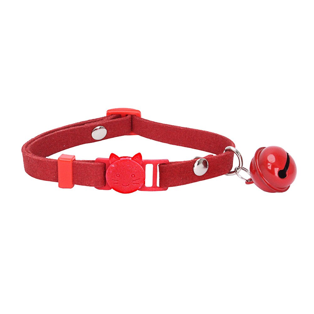 Nylon Bell Cat collar Small Pet Cat Collier Chain Kitten Neck Strap for Teddy Chihuahua Kitten Soft Korean Velvet safety: Red / 22-35cm