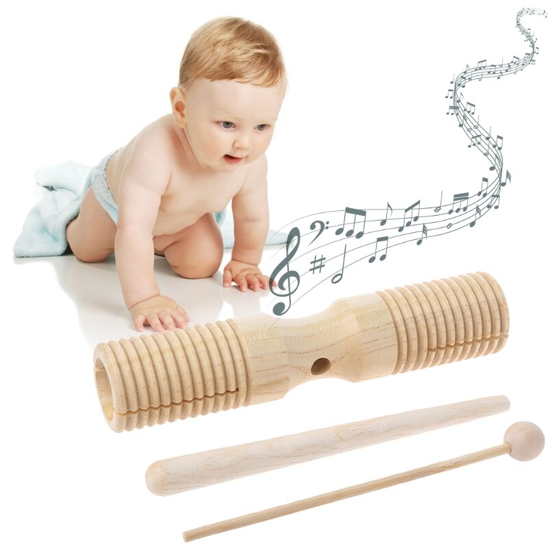 Two Tone Wood Block Beater 2-tone Woodblock Guiro Wooden Handle Percussion Toy Musical Toy