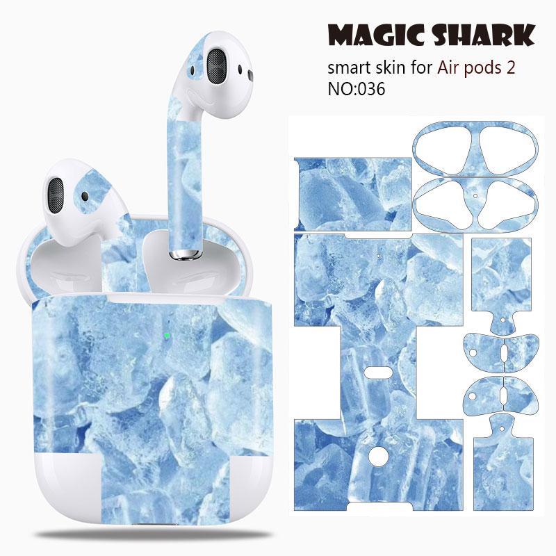 Magisk haj farveblyant shinchan isvævning old school blomst ultra tynd klar mærkat etui film til æble airpods 2 airpods 2: 036