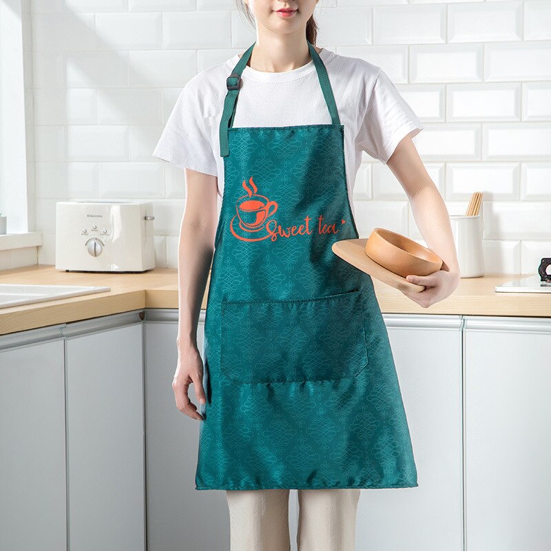 Waterproof Aprons Adjustable Dust And Oil-proof Women Men Erasable Hand Apron With Pockets For Home Cooking Kitchen Accessories: Green