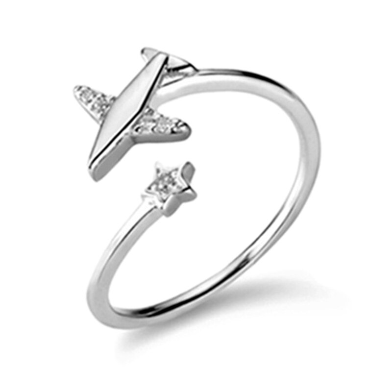 Joyería Linda para avión, anillo de la serie Fly, estrella de cristal, circonita cúbica, anillo de dedo para avión, joyería de viaje, único: Default Title