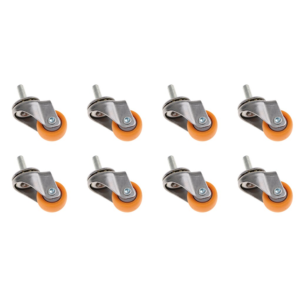 Stem Casters 1 Inch Nylon Swivel Castor Wheel for Shopping Trolleys M6 Thread Bolts: 8pcs