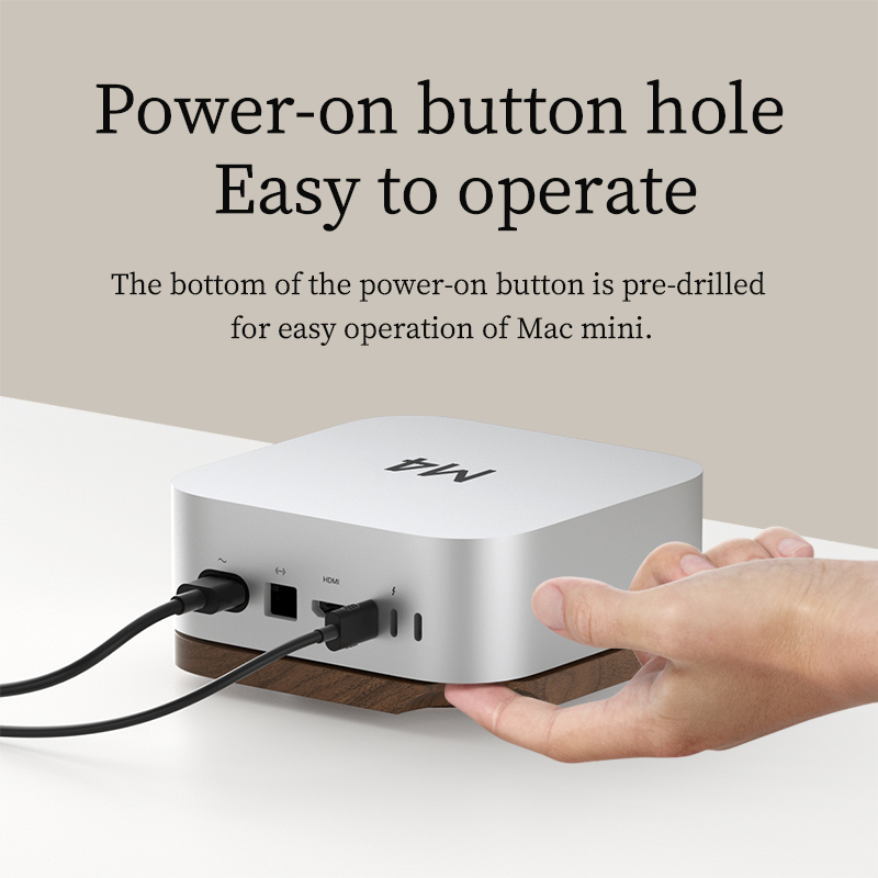 Hagibis Desktop Stand voor Mac mini M4/M4 Pro 2024 Stofdicht Walnoot Houten Basis Warmteafvoer Houder Massief Houten beugel Koeling