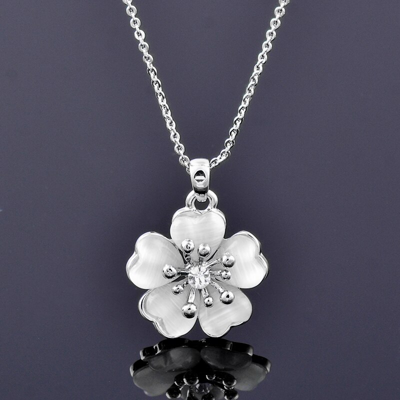 Sinleery moda sólida opala ameixa flor pingente colar rosa ouro cor jóias de casamento para mulher menina bijoux femme xl260 ssb: XL260S