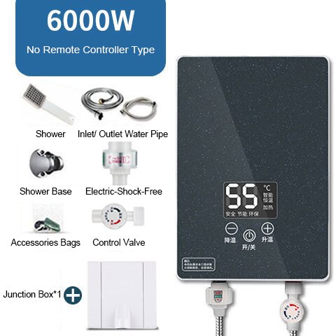 Instant Verwarming Afstandsbediening Elektrische Boiler Led Temperatuur Display Voor Huishoudelijke Kleine Huren Kamer Met Bad Douche: Touch control green