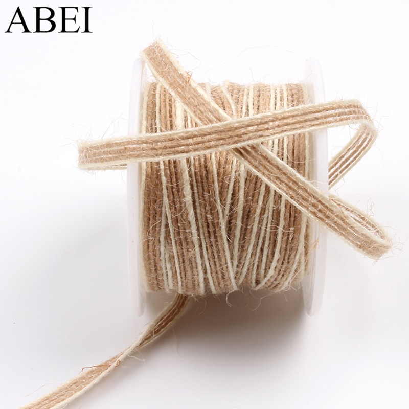 5mm 10 yards säckväv band jute spetsband gör det själv bröllop hantverk handgjorda sladdar tillbehör