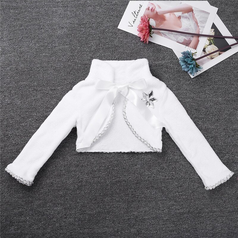 Girls Winter Plush Coat Flower Girl Wedding Shawl