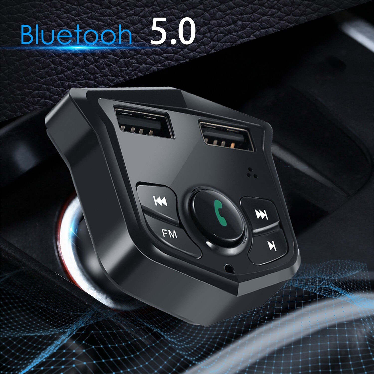 Bluetooth-compatible 5.0 FM Transmitter Car Player Kit Card Car Charger Quick 3.0 Dual USB Voltmeter Aux 12V 24V Car Transmitter