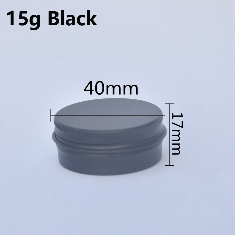 30 stuks 5g 10g 15g 20g 30g 50g lege zwarte aluminium blikken blikken met schroefdeksel ronde kaars kruiden blikken blikken met schroefdeksel containers: 15g zwarte
