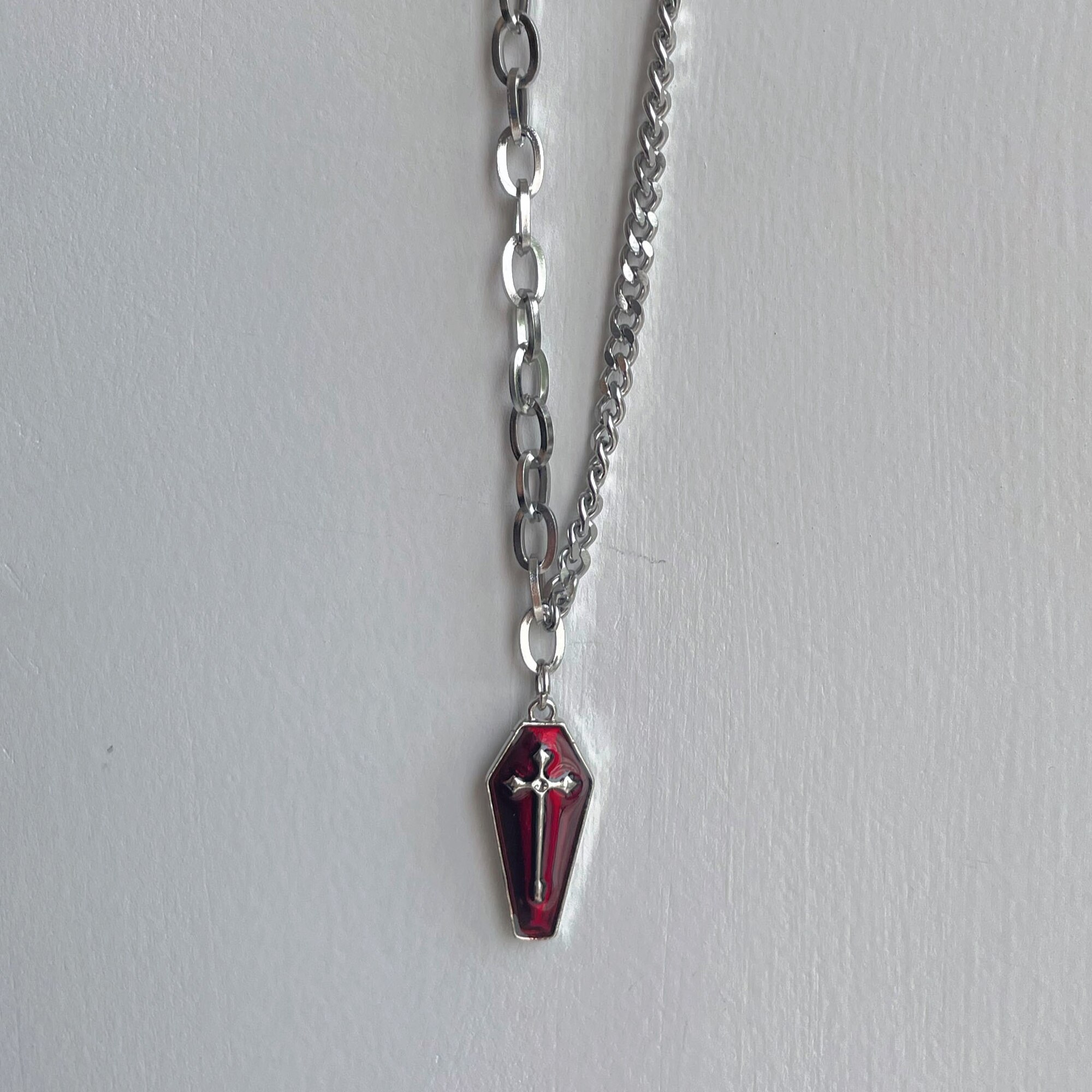 Ins Dark Gothic Cross Coffin Ketting Niche Splicing Ketting Sleutelbeen Keten Y2K Tij