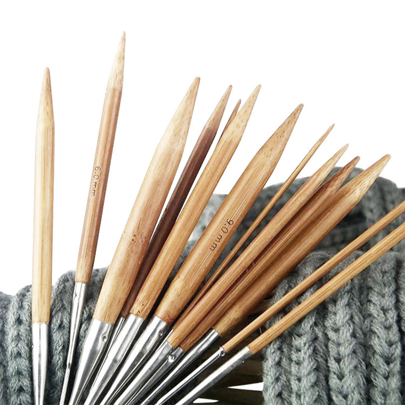 3,0 mm-12,0 mm DIY Handwerk Kleidung NäHenne Rundstricknadeln Braun Bambus & Edelstahl Edelstahl Rohr Häkelnadel