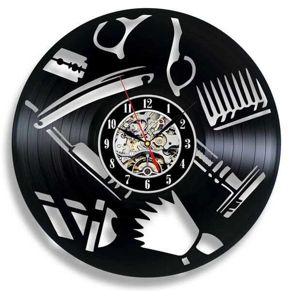 Barbershop Vinyl Record Wandklok Modern Kapper Kapper Klokken Opknoping Muur Horloge voor Kapper Kapsalon: 20
