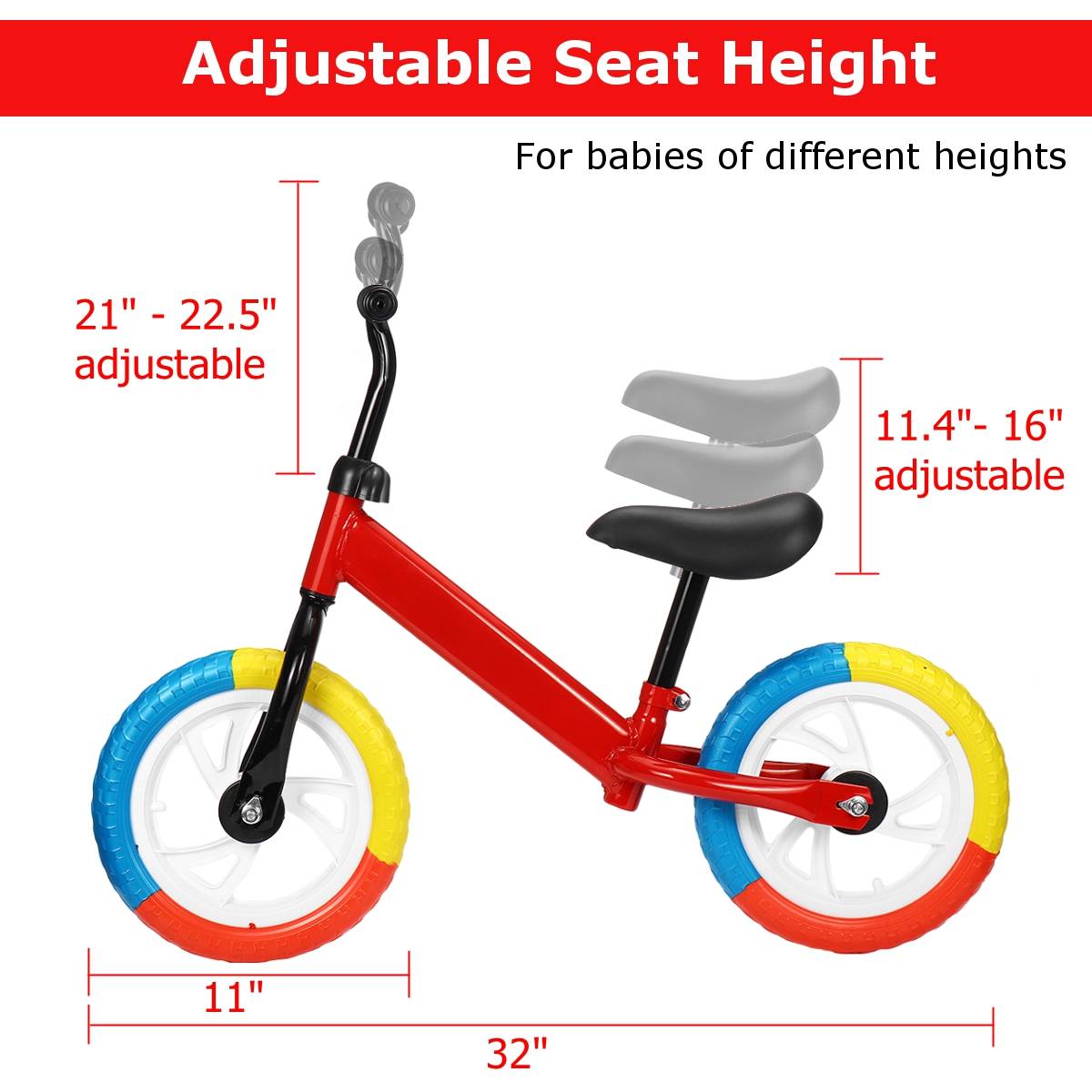 12 "Baby Gleichgewicht Fahrrad freundlicher Gehhilfe Fahrrad Fahrt auf Spielzeug Zwei Rädern für 1-6Jahre freundlicher Lernen Spaziergang Rennen schiebe Fahrrad