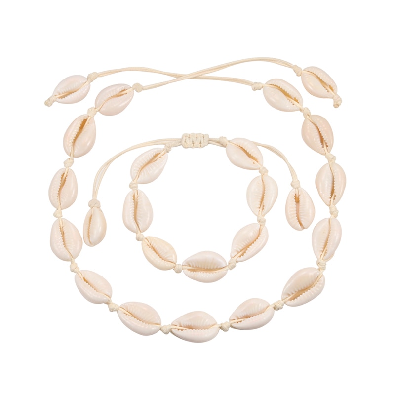 Collar de conchas marinas para mujer, Gargantilla de conchas marinas naturales, pulseras de conchas de verano, cadena de cuerda hecha a mano, joyería