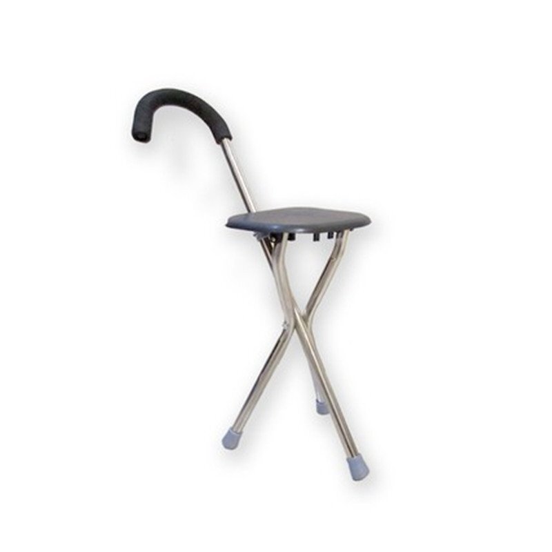 Bastón plegable de aleación de aluminio para exteriores, silla antideslizante para bastón, taburete multifuncional estable y seguro para personas mayores: Verde militar