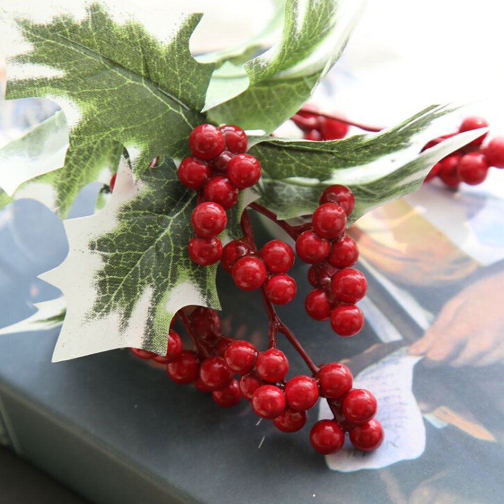 Kerstboom Kunstmatige Berry Rode Vruchten Plant Bessen Kunstmatige Bloem Rode Kers Kerst Decoratieve Bloem Takken