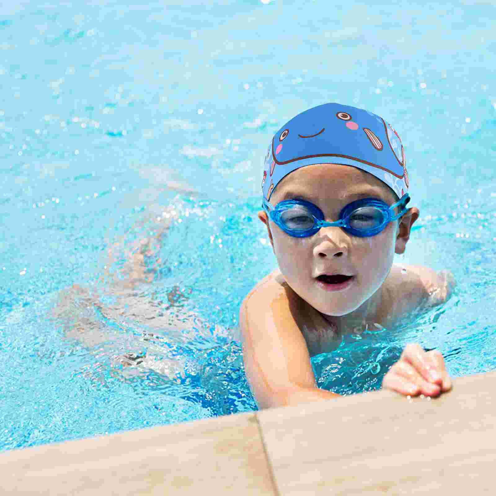 2Pcs Kids Swim Caps Ear Protection Swimming Hats Cartoon Swimming Accessories