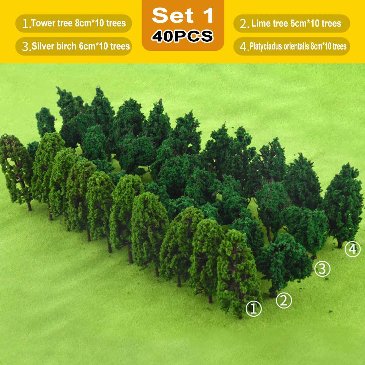 40pcs DIY Handmade Plastic Miniature Model Trees For Building Garden Railroad Layout Scenery Landscape Accessories Toys for Kids: Set 1