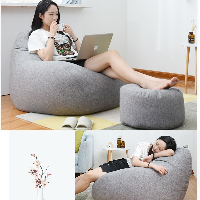 Housse de canapé bouffante sans remplissage, en tissu de lin, siège long, Pouf bouffant, Tatami, Salon
