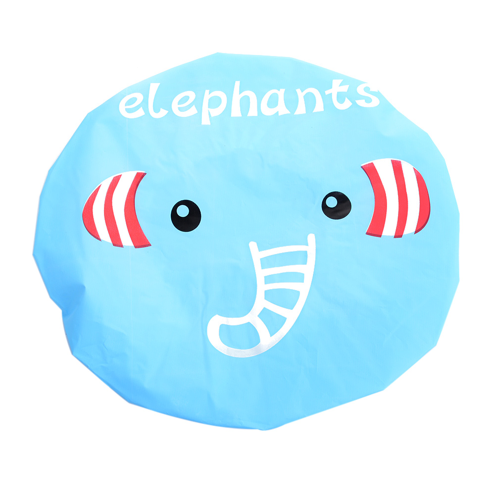 thirstyAA Plastic Waterproof Shower Caps Eco-Friendly Cartoon Lovely Elastic Band Hat Bath Cap Bathroom Women Bathing Cap: E