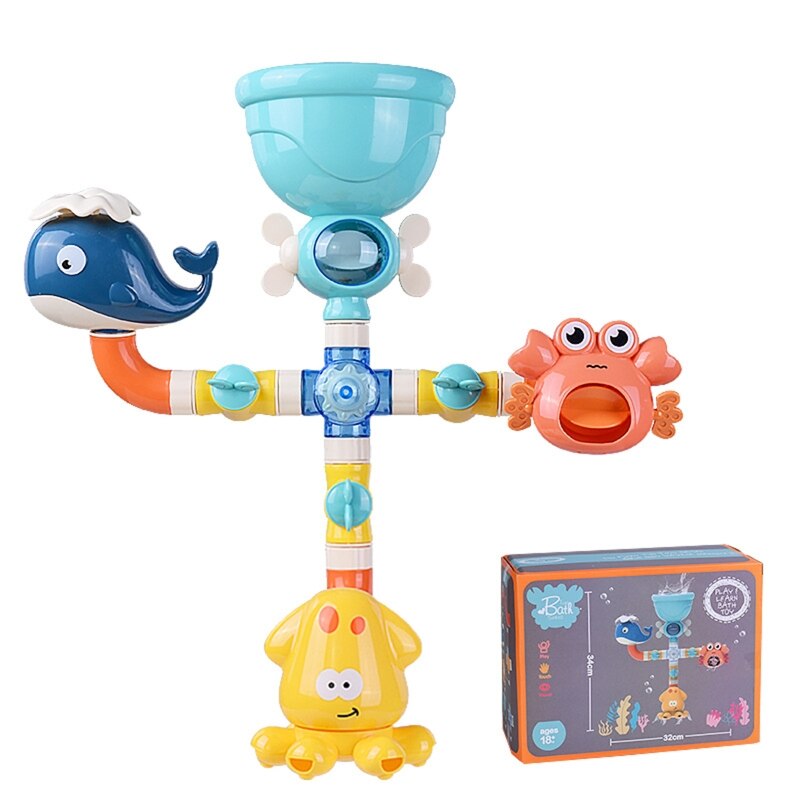 12.6x13.39&quot; Kids Bathroom Set Shower Toys Cute Bath Pipe Toys with Strong Cup Water Games Tool Water Toys for Kids: Ocean