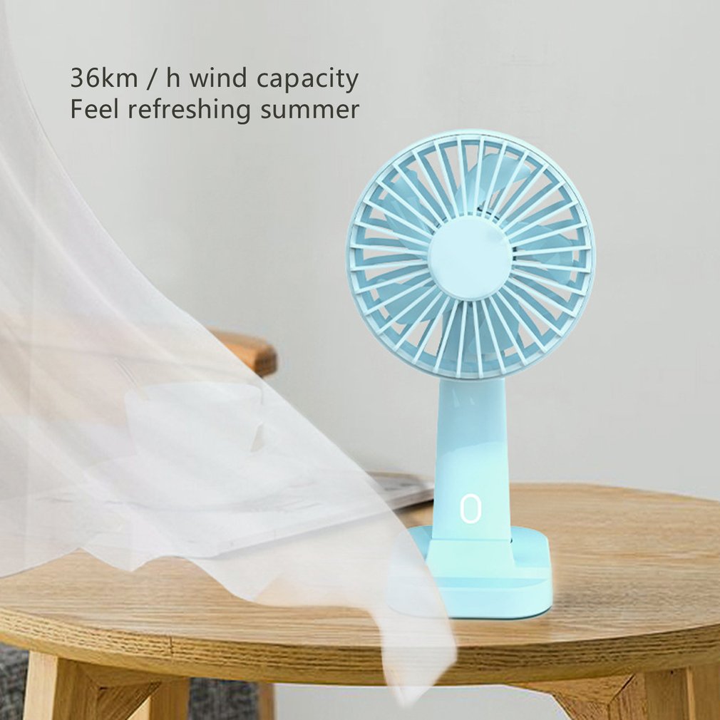 Handheld Usb Opladen Multi-Hoek Gratis Aanpassing Ventilator Draagbare Kleine Ventilator Met Mobiele Telefoon Stand Functie: Blauw