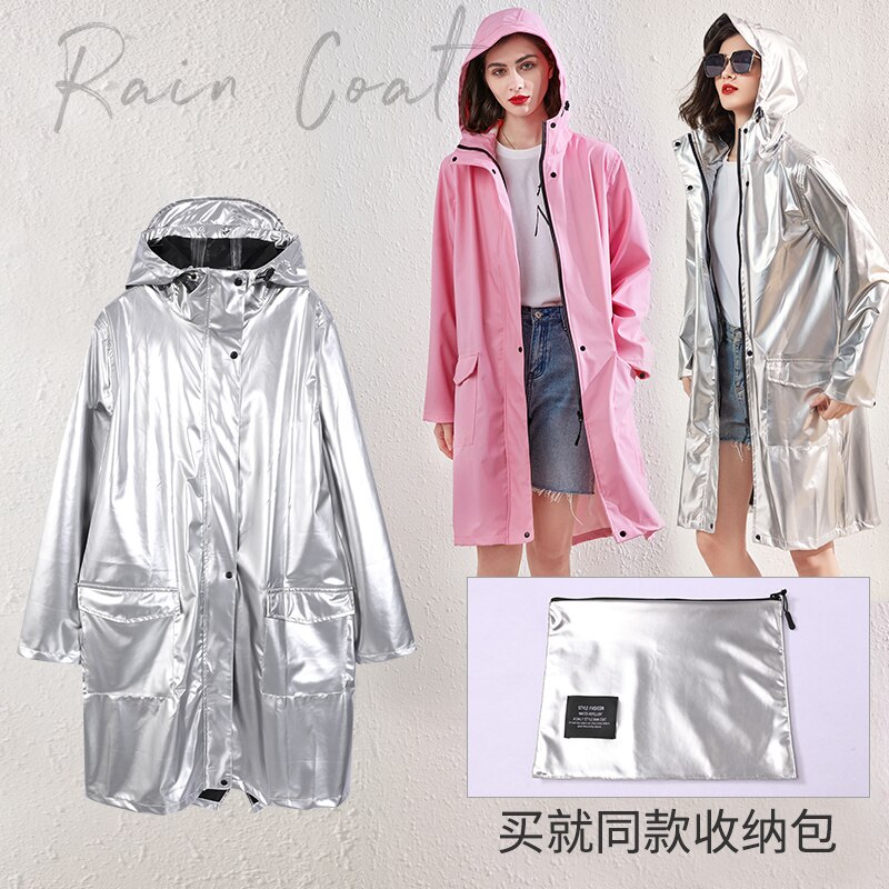 Women Long Raincoat Rain Coat Waterproof Rain Jacket coat Windbreaker