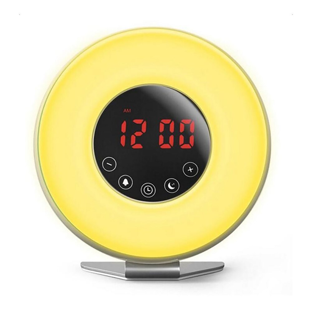 Wekker Zonsopgang Wekker Wake Up Light Digitale FM Radio Natuur Geluid Touch Control: White UK Plug