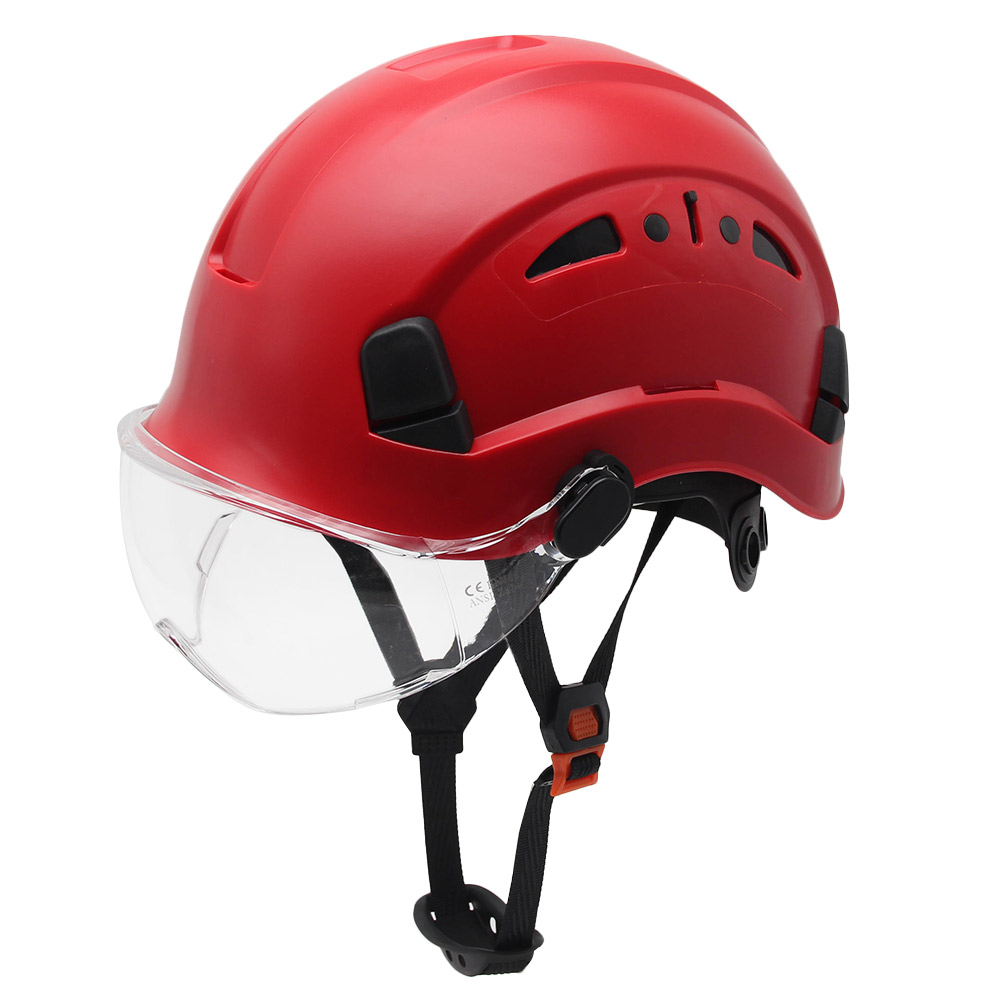 Construction Safety Helmet With Goggles Visor ABS Hard Hat Light ANSI Industrial Work Head Protection Rescue CR08: Orange